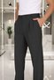 Baggy Double Pleated Anthracite Color Elastic Waist Quality Comfortable Cut Classic Wide Leg Baggy Trousers - 4