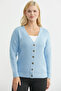 Oversized Knitwear Cardigan with Metal Buttons - Blue