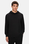 Winfrey Black Hooded Seersucker Printed Soft Textured Modal Fabric Standard Fit Men's Sweatshirt
