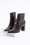 Yoro Women's Genuine Leather Zippered Heeled Boots Brown - 4