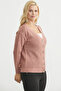 Oversized Knitwear Cardigan with Metal Buttons - Rose - 5