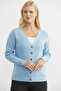 Oversized Knitwear Cardigan with Metal Buttons - Blue - 2
