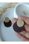 Mocha Coffee Gold Color Textured Ultra Light Polymer Clay Women's Earrings Handmade Steel Earring Apparatus - 7