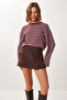 Slit Kaşe Mini Shorts Skirt Lzv0042 Brown - 2