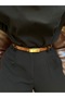 Surge Rectangular Patterned Women's Gold Buckle Belt Waist Belt Coat Belt Dress Belt Trouser Belt