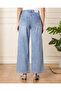 Women Blue Wide Leg Belted Jeans - 3