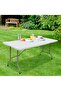 6 Foot Plastic Folding Table - Folds in Half with Carrying Handle - White Resin with Steel Frame