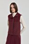 Knitted Skirt Vest Set Burgundy - 5