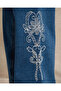 Girls Blue Embroidered Flare Jeans - 4
