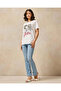 Women Blue Embellished With Rhinestones Flared Jeans - 2