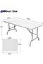Folding Table 6ft Portable Heavy Duty Plastic Fold-in-Half Picnic Table, White - 3