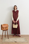 Knitted Skirt Vest Set Burgundy - 2