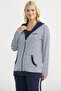 بغطاء رأس طقم رياضي مخطط - أزرق داكن - 2