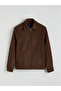 Özmarka New Season Brown Shirt Collar Wool Blend Men's Cashmere Jacket - 6