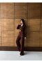 Buketli̇ Women's Fixed Belted Fixed Yellow Buttoned V-Neck Blouse and Elastic Waist Loose Trousers Two-Piece Bottom - 3