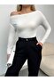 Women's Ecru Off-Shoulder Viscose Long Sleeve Blouse