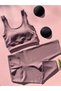Women's 4-Piece Sports Set |   High Waist Shaping / Sculpting Leggings & Padded Crop Green Black Stone Grey Plum - 4