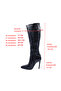 Krokokil Print High Thin Heeled Pointed Toe Women's Black Below Knee Boots - 5