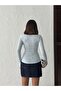 Women's Blue V-Neck Modal Fabric Long Sleeve Blouse - 6