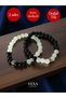 Yin Yang Themed Onyx and Opal Couple Bracelet Set – Lover & Friendship Combination – with Box Gift - 4