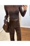 Brown Boat Neck Cashmere Transparent Blouse - 202517 - 3