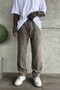 Men's Baggy Fit Striped Detail Coffee Washed Sweatpants Ke-408