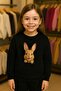 Crew Neck Long Sleeve Mini Rabbit Patterned Shar Fleece-Lined Eatshirt3-4-5-6-7-8-9-10-11-12 Age