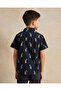 Boys Navy Giraffe Printed Shirt And T-Shirt (2 Piece) - 4