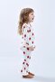 Girl's Ruffle Sleeve Strawberry Corded Fabric Set – Ecru - 3