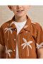 Boys Brown And White Palm Printed Shirt With T-Shirt (2 Piece) - 5