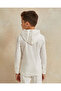 Boys White Long Sleeve Hooded Linen Shirt - 3