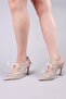 Bernal Tulle Lace-Up Stiletto Gold - 4