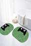 Digital Non-Slip Base Washable Cat Pattern Oval Bath Mat Toilet Set