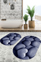 Digital Non-Slip Base Washable Heart Stone Pattern Oval Bath Mat Toilet Set - 3