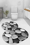 Digital Non-Slip Base Washable Stone Patterned Oval Bath Mat Toilet Set - 3