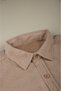 Men's Beige Velvet Corded Fabric Relaxed Fit Shirt Soft Textured Stretch Fabric Velvet Shirt 2600758 - 2