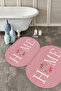 Digital Non-Slip Base Washable Floral Home Written Oval Bath Mat Toilet Set - 6