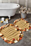 Digital Non-Slip Base Washable Colorful Stone Pattern Oval Bath Mat Toilet Set - 4