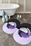 Digital Non-Slip Base Washable Stone Foot Patterned Oval Bath Mat Toilet Set - 6