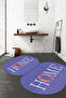 Digital Non-Slip Base Washable Floral Home Written Oval Bath Mat Toilet Set - 5