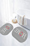 Digital Non-Slip Base Washable Floral Home Written Oval Bath Mat Toilet Set