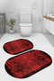 Digital Non-Slip Base Washable Modern Oval Bath Mat Toilet Set - 2