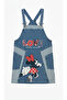 Girl's Striped Square Character Printed Denim Jacket - 2