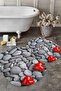 Digital Non-Slip Base Washable Heart-Shaped Stone Model Oval Bath Mat Toilet Set - 4