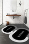 Digital Non-Slip Base Washable Bathroom Written Oval Bath Mat Toilet Set - 5