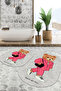 Digital Non-Slip Base Washable Elephant Man Patterned Oval Bath Mat Toilet Set - 3