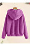 Full-Zip Jacket, Slanted Pocket Plush Hoodie, Casual Long Sleeve Hoodies - 2