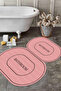 Digital Non-Slip Base Washable Framed Bathroom Written Oval Bath Mat Toilet Set - 4