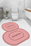 Digital Non-Slip Base Washable Framed Bathroom Written Oval Bath Mat Toilet Set - 2