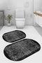 Digital Non-Slip Base Washable Modern Oval Bath Mat Toilet Set - 2
